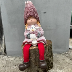 Figurine din Ceramica Fetita - Caciula Rosie - Dimensiune 35 - 40 cm 1