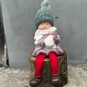 Figurine din Ceramica Baietel - Caciula Verde - Dimensiune 35 - 40 cm 1