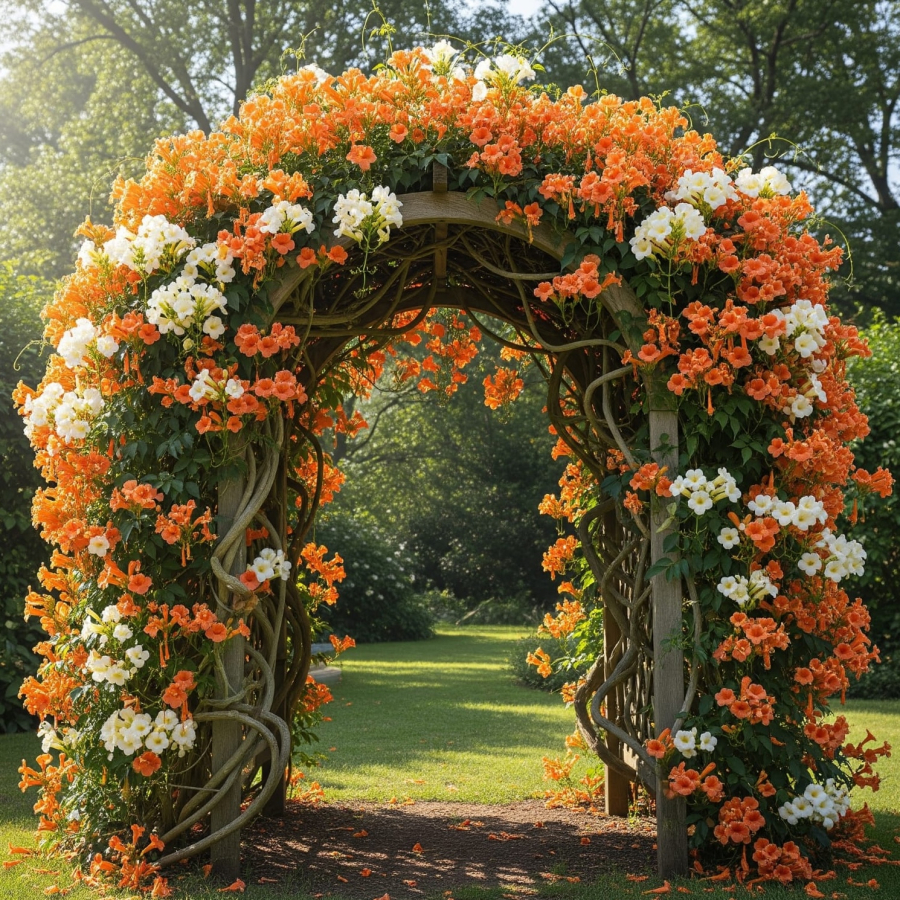 campsis-portocaliu-cu-alb